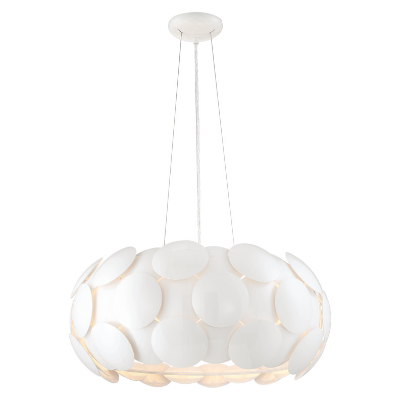 Lustre géométrique unique à 7 lumières Crown, Blanc brillant