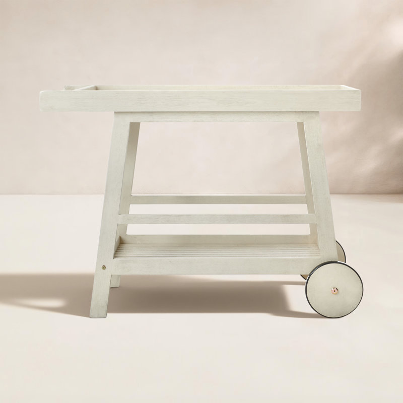 Terrace Solid Wood Bar Cart, White