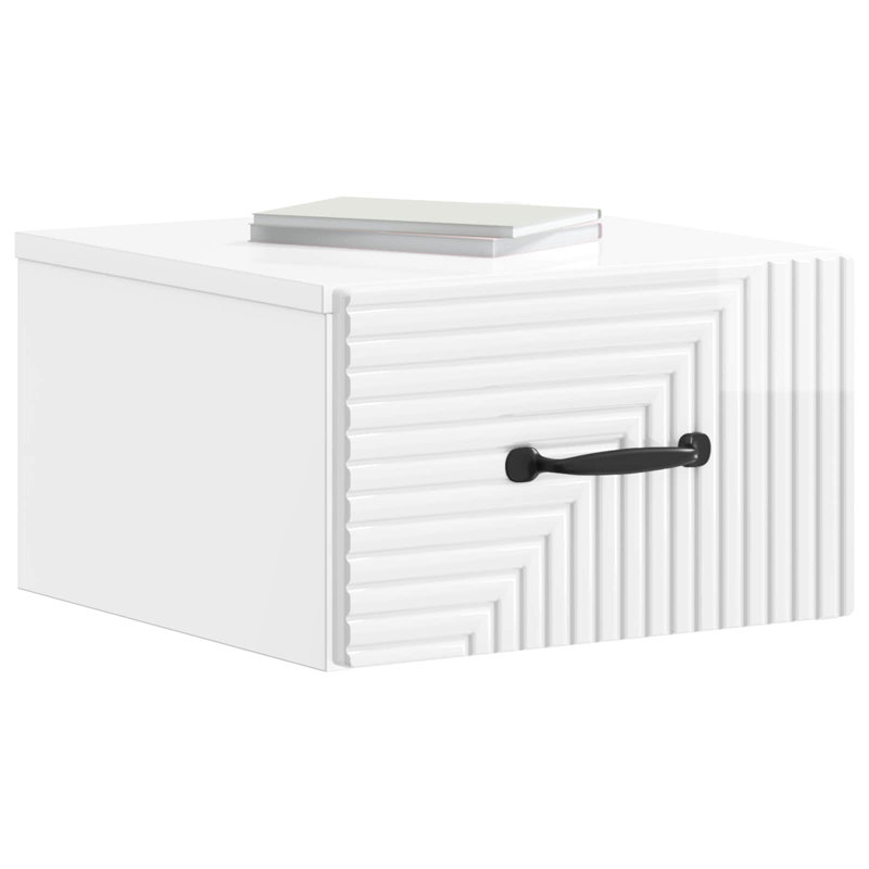 34.5cm W Manufactured Wood Bedside Table, High Gloss White