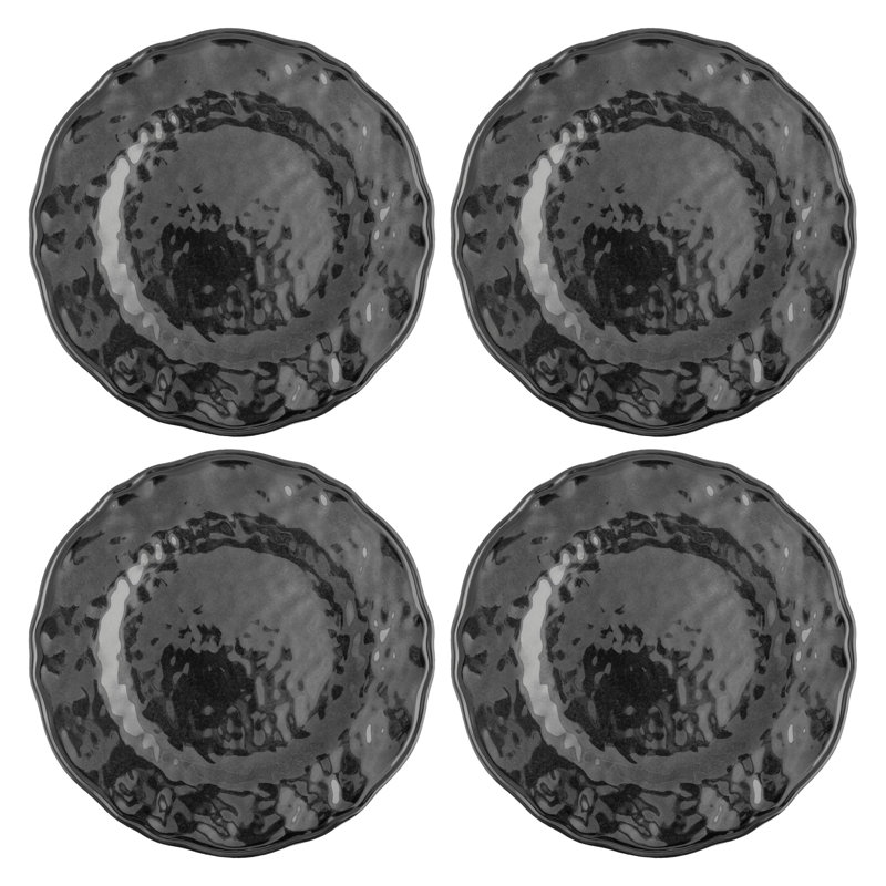 MELAMINE SALAD PLATES S4  HEIRLOOM ASH