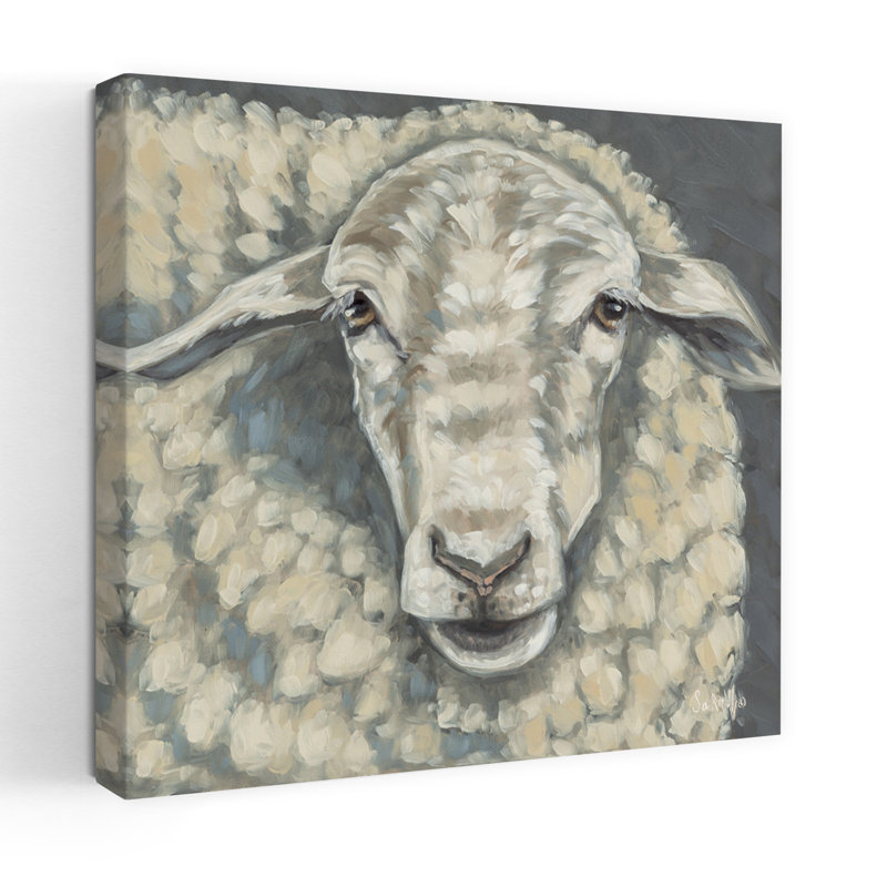 Art moderne texturé en laine de coton avec mouton, H 24 po x l 24 po