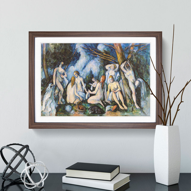 Bathers Vol.7 by Paul Cezanne - Picture Frame Painting, 48cm H x 65cm W x 2cm D, Walnut Framed