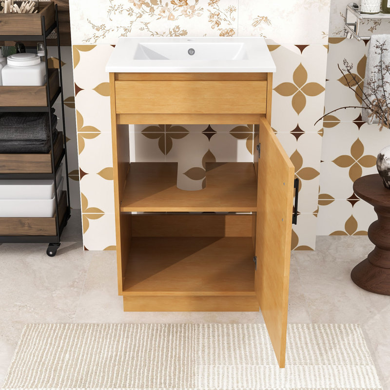 Meuble-lavabo compact avec évier intégré, technologie de fermeture en douceur