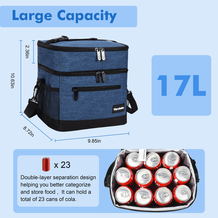 Bags, Double Layer Cooler Insulated Lunch Bag Adult Lunch Box Large Tote  Bag