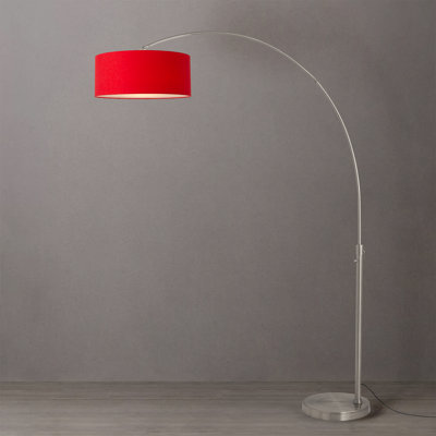 Lampe à arc Float 92 po - acier nickel satiné, base en marbre noir, abat-jour en lin, à intensité variable, ampoule incluse