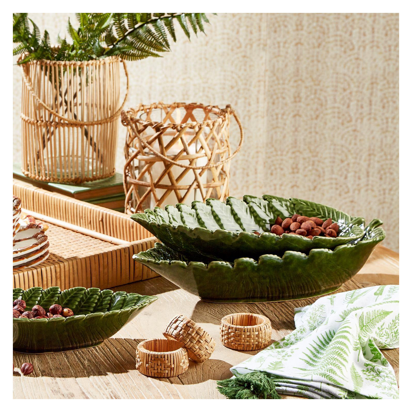Set Of 3 Fern Leaf Tid Bit Plates
