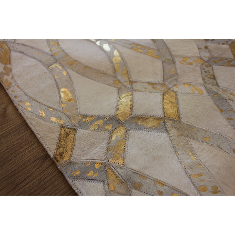 Mckinney Geometric Cowhide Hand Woven Area Rug, Rectangle 150 x 240 cm