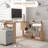 L Shaped Corner Desk With 360 Degree Rotating Design And Storage Shelves, Perfect For Home Office And Small Spaces