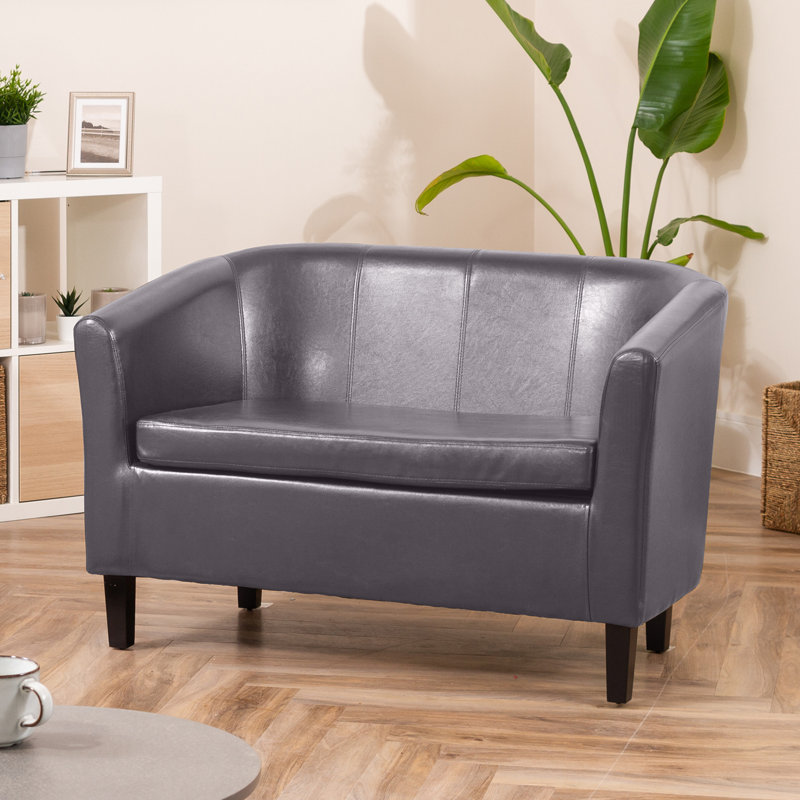 Laci-Mai 2 Seater Faux Leather Sofa, Grey