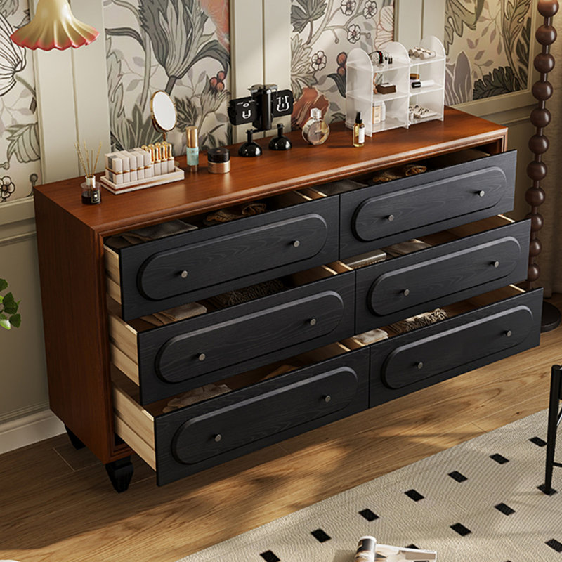 Coffre d'appoint en bois massif exquis simple., Noir / brun