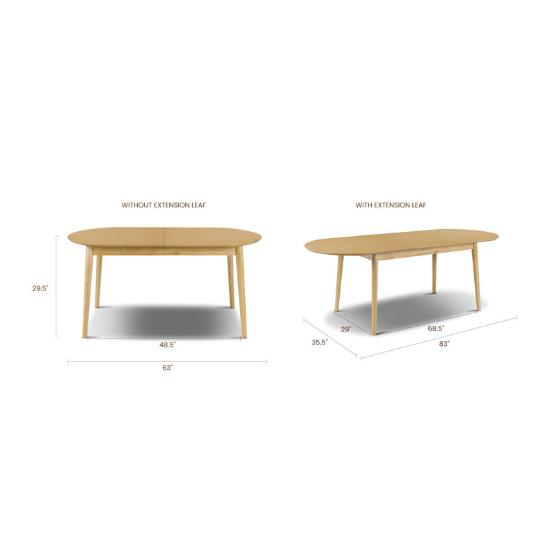 Svalbard Extension Dining Table (63"-82.5"), Oak