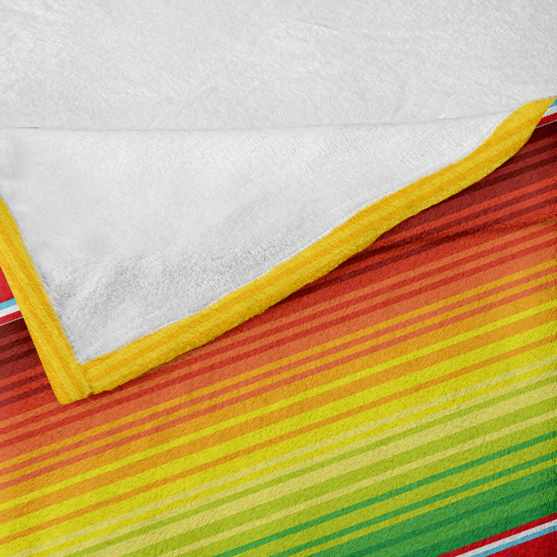 Ambesonne Rainbow Fleece Throw Blanket Mexican Pattern Multicolor, 50" W x 70" L