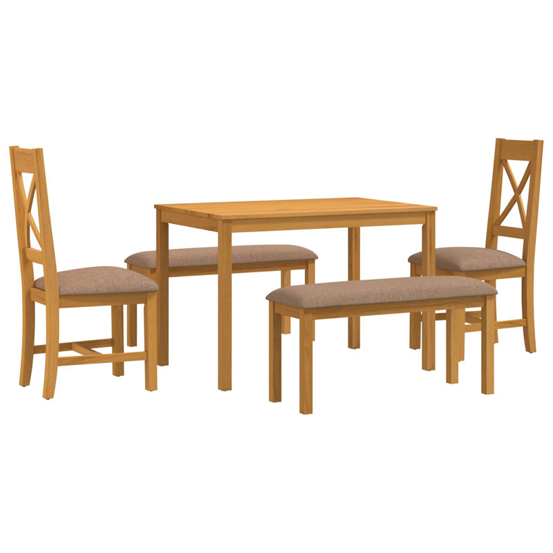 4 -Person Oak Solid Wood Dining Set, Grey