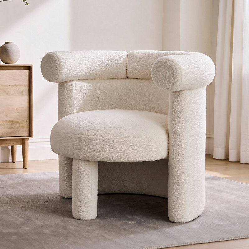Fauteuil demi-tonneau Modern Modern, White Teddy