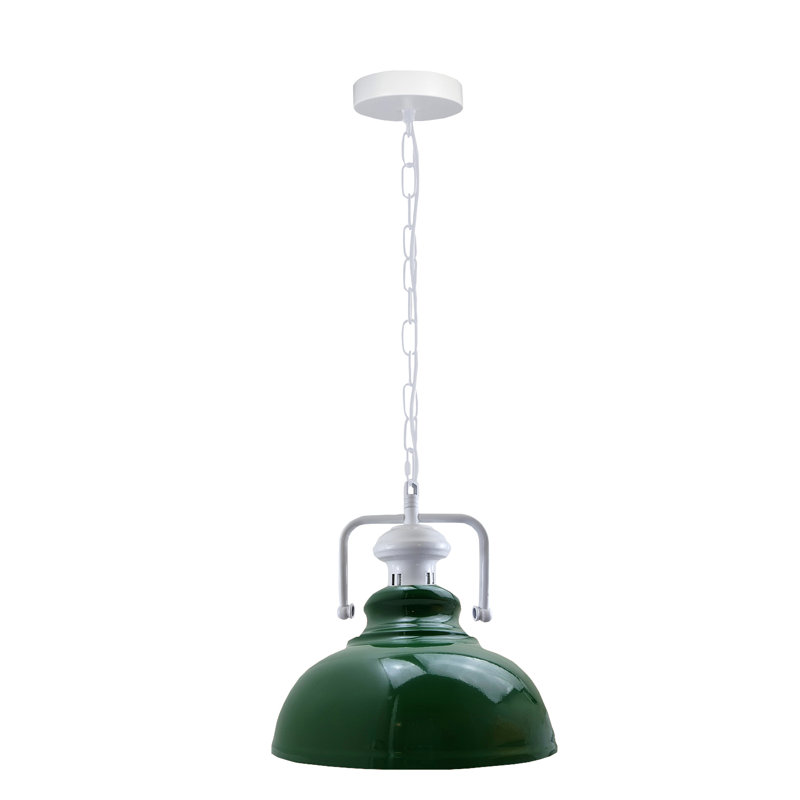 Lockett 1 - Light Satin Nickel Pendant, Green