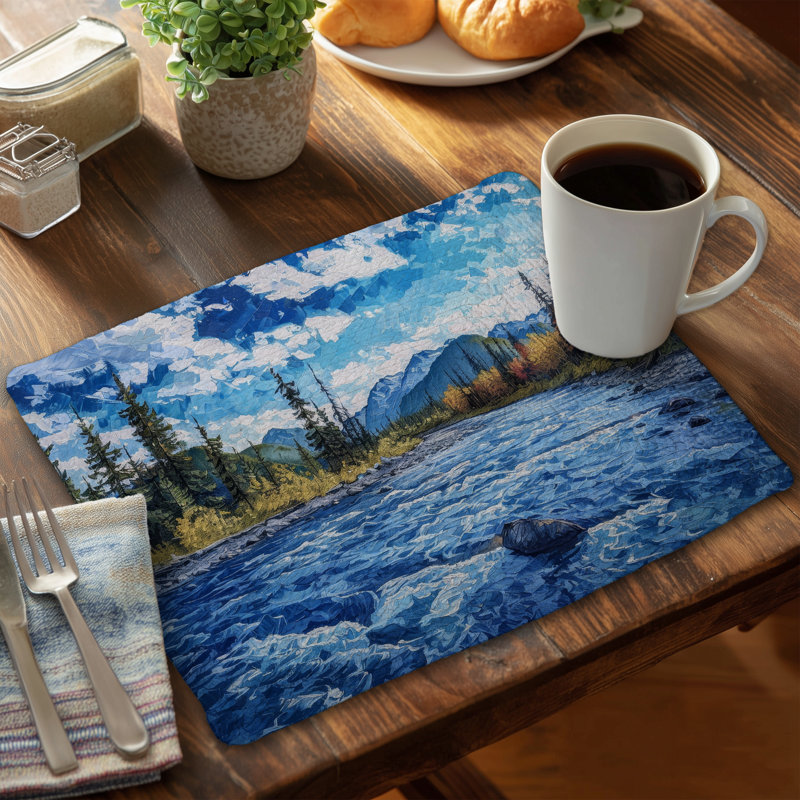 Blue Braided Polyester Placemat Flow | Home Decor Essential