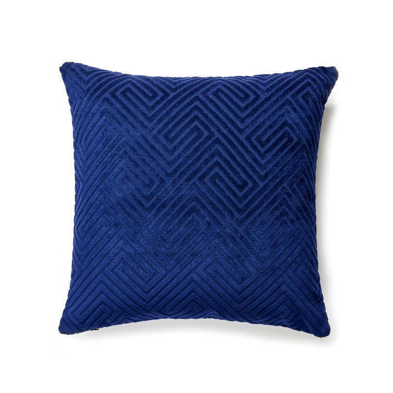 Meander Square Indoor/Outdoor Pillow Cover & Insert, Navy