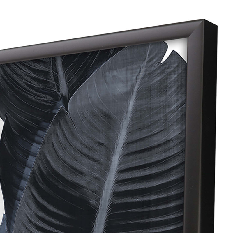 Black Matte Wood Shadow Box with Palm Leaf Print