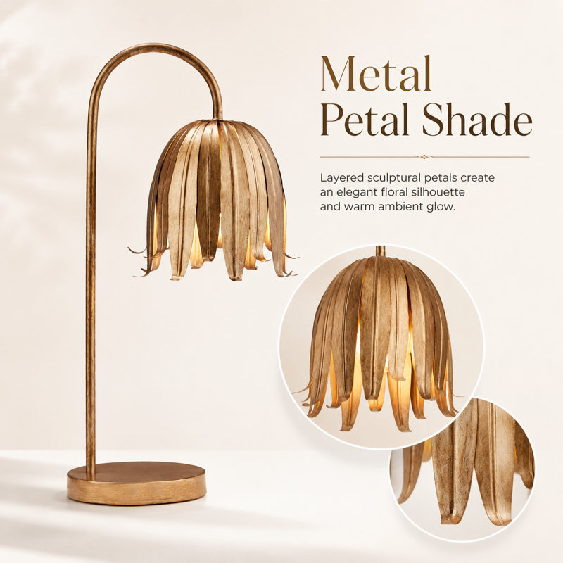 Kialani 23.63" Arched Steel Table Lamp, Brown
