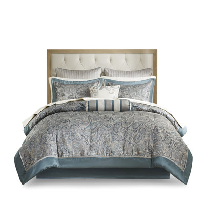 Queen Size Teal 12 Piece Comforter With Cotton Bed Sheets, Including Comforter, Shams, Throw Pillows, Skirt, Fitted Sheet, Flat Sheet And Pillow Cases, 100% Filling, Comfortable