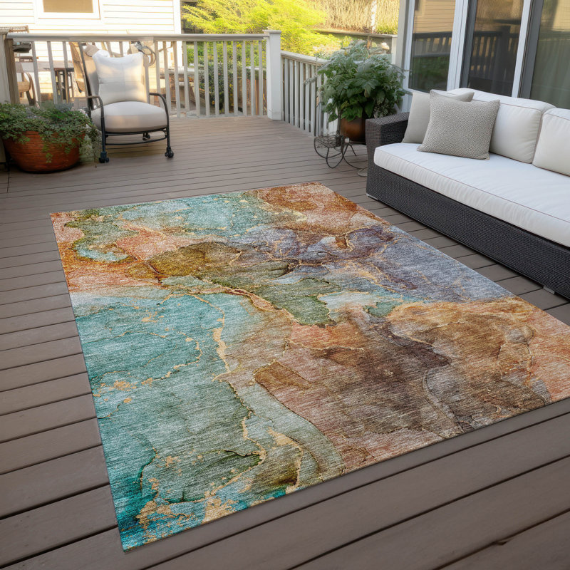 Killingly Washable Abstract Indoor / Outdoor Rug, Rectangle 2'6" x 3'10"