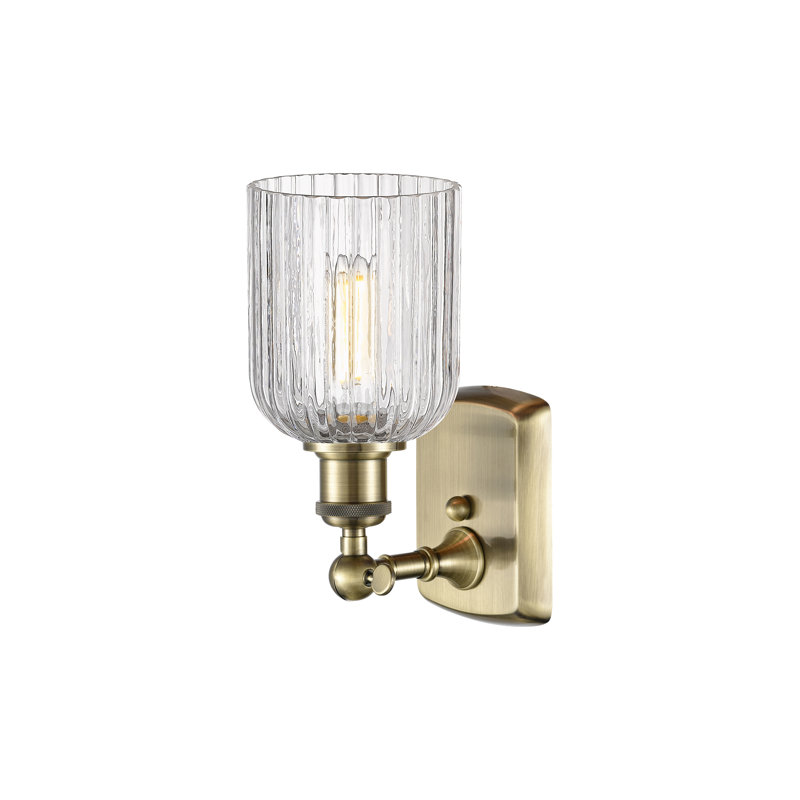 Northgate Steel Armed Sconce, Antique Brass, Clear