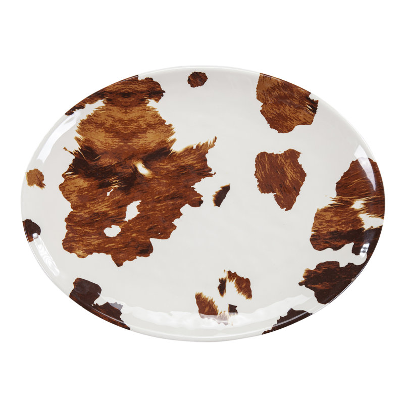 Ensemble de vaisselle 14 pièces en mélamine de style vache brune Kingstowne
