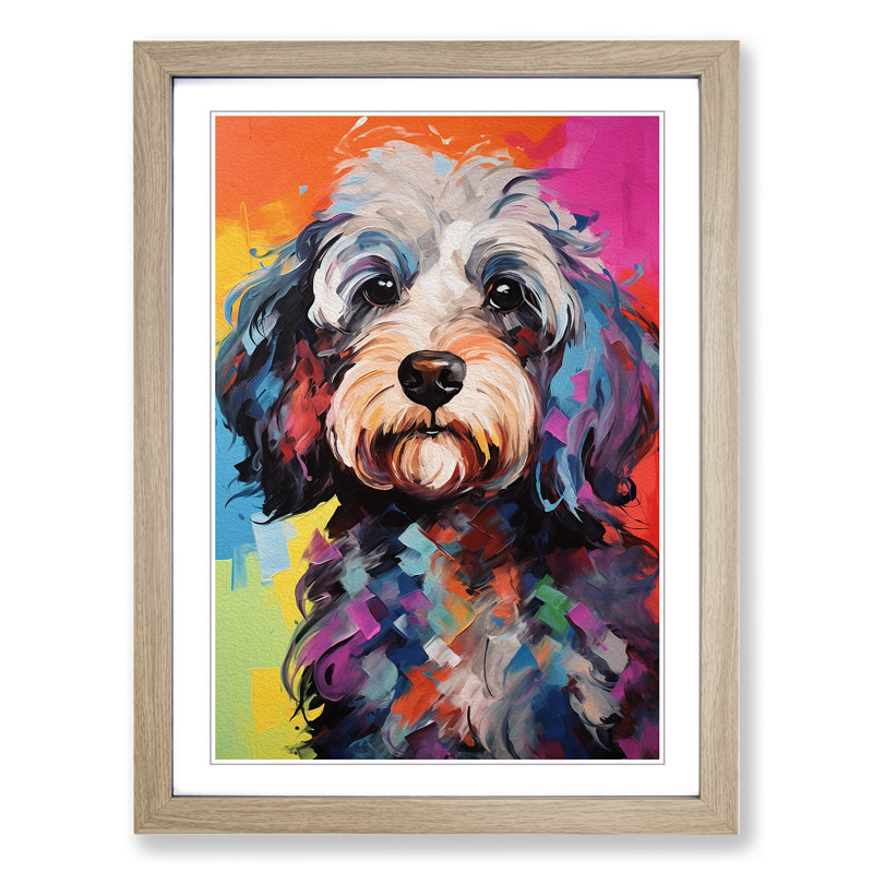 Cockapoo Gestural Art - Framed Print, 46cm H x 34cm W, Oak Framed