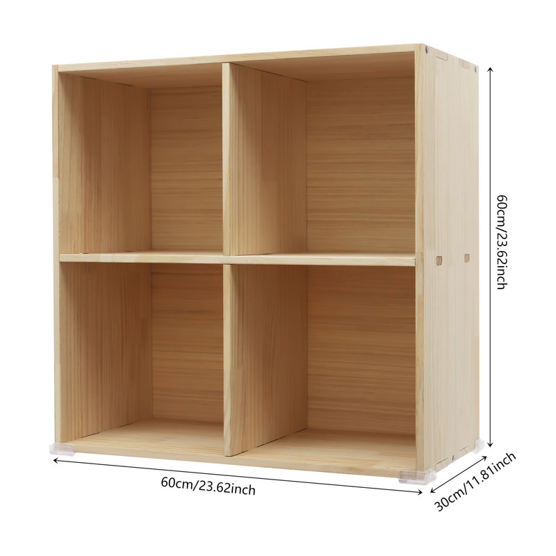 Solid Wood Bookcase Floorstanding Bookshelf Wooden Bookcase, Brown, (2 Shelves) 23.62"H x 23.62"W x 1.81"D