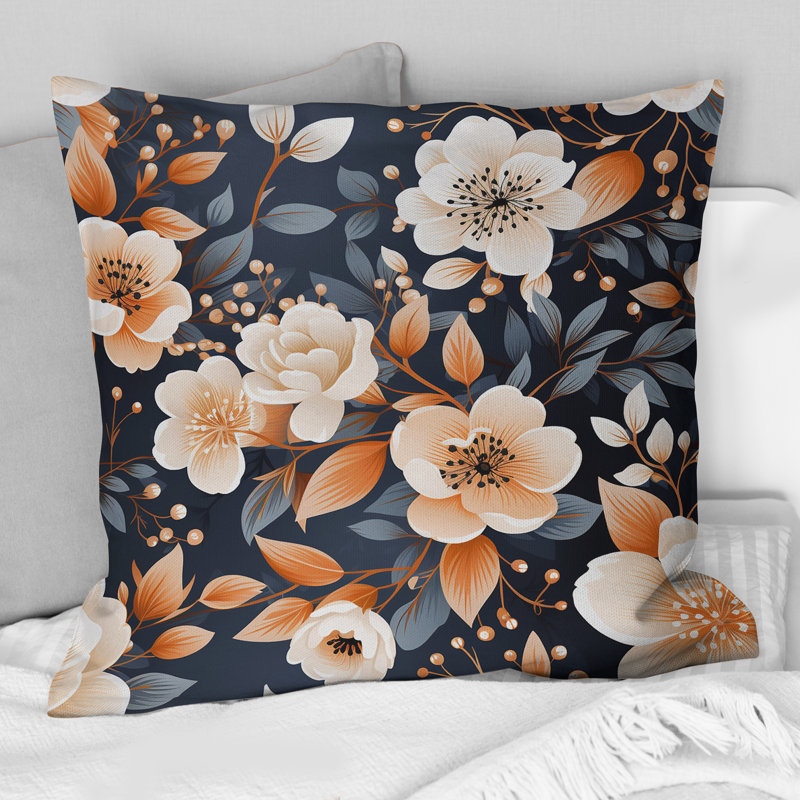 Coussin décoratif imprimé floral rétro Nostalgia, H 18 po x l 18 po