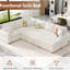 Canapé modulaire de 112,2 po de couleur crème avec lit escamotable pour décoration intérieure moderne, bac de rangement mobile, 3 coussins coulissants et élégant-689158323