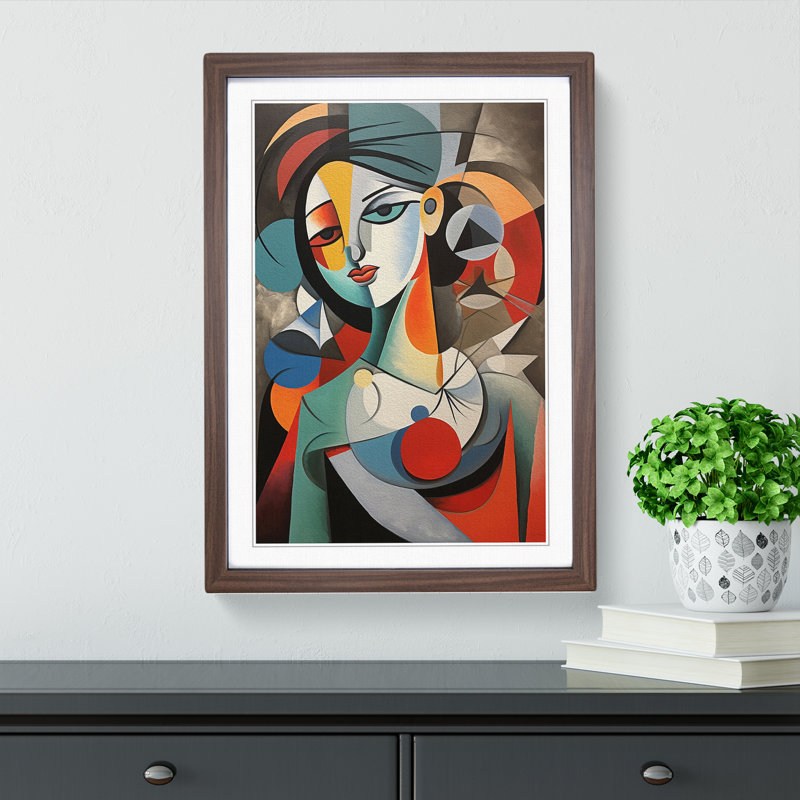Pablo Picasso Hard Edge Painting - Single Picture Frame Print on Wood, Walnut Framed, 46cm H x 34cm W x 2cm D