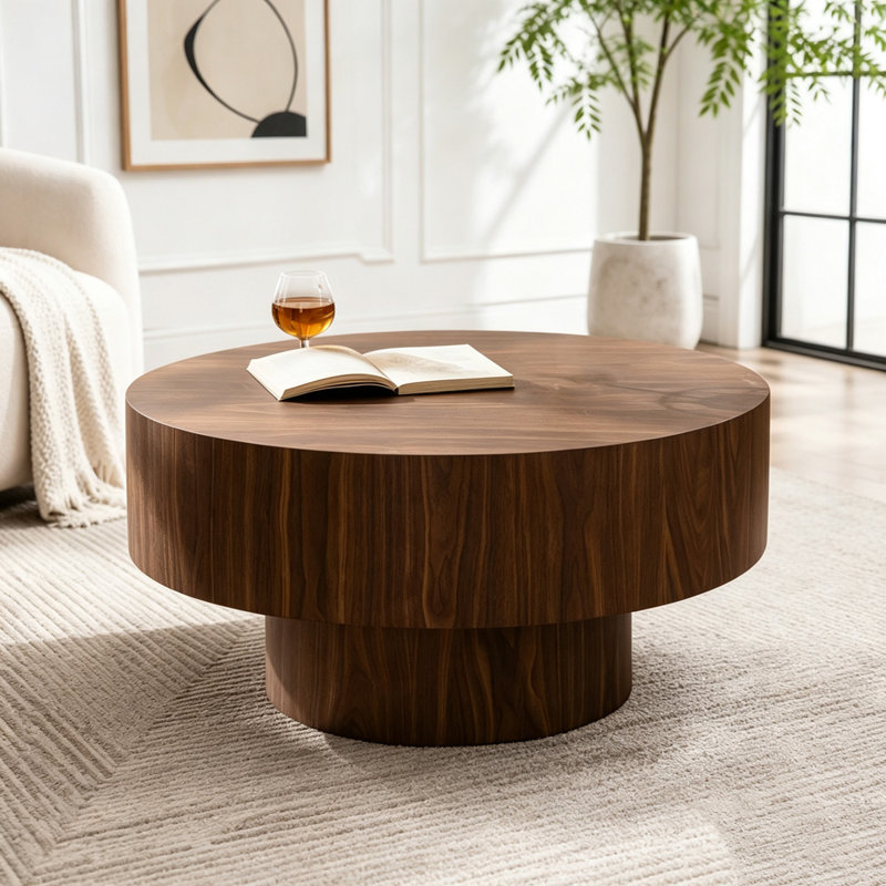 Table basse ronde en noyer