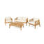 Ensemble de conversation 4 pièces en bois d'acacia avec table basse et assise profonde avec coussin moelleux