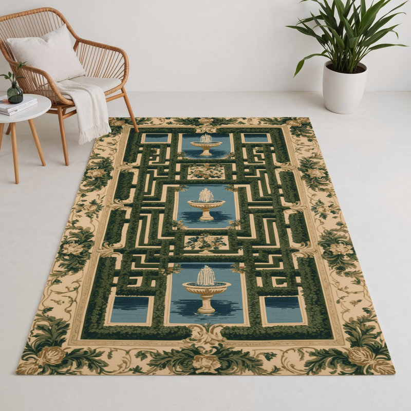 Tapis vert français intérieur et extérieur, Rectangle 5 pi x 7 pi