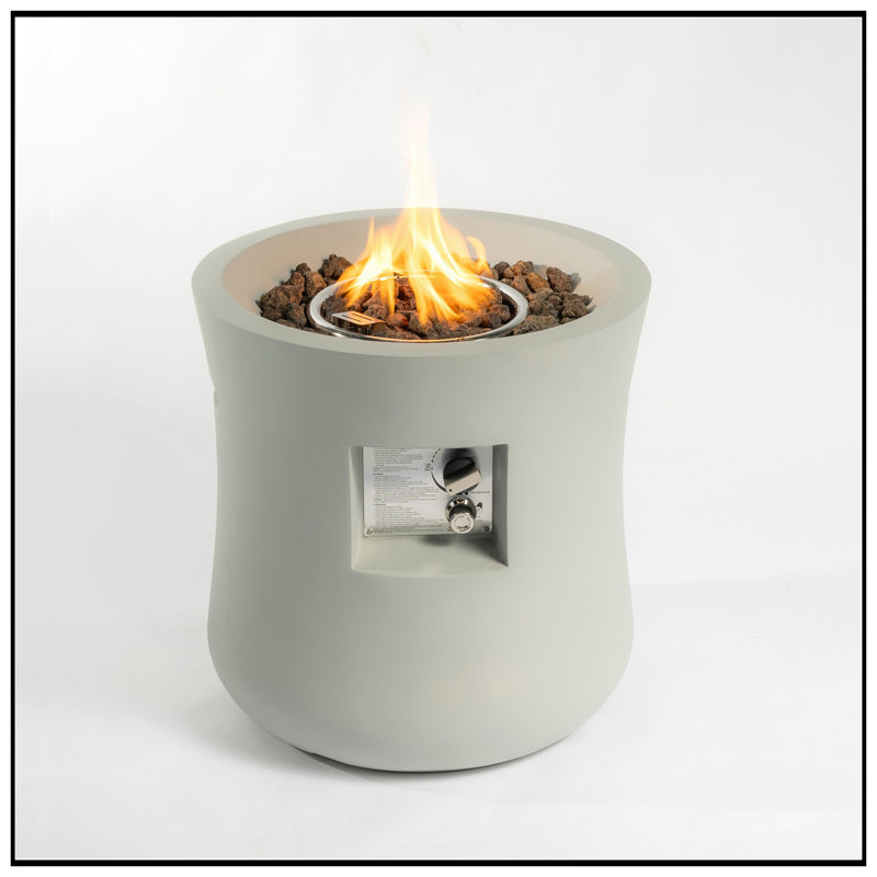 Table d'extérieur pour foyer d'extérieur au propane, base compacte profilée moderne de 20 pouces, base graphite avec housse imperméable, pierres de lave gratuites