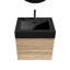 Meuble-lavabo mural flottant avec lavabo à quartz en chêne, tiroirs noirs doux, meuble-lavabo Mid-Century 24 pi, finition à base d'eau E0, drain de tiroir en forme de U