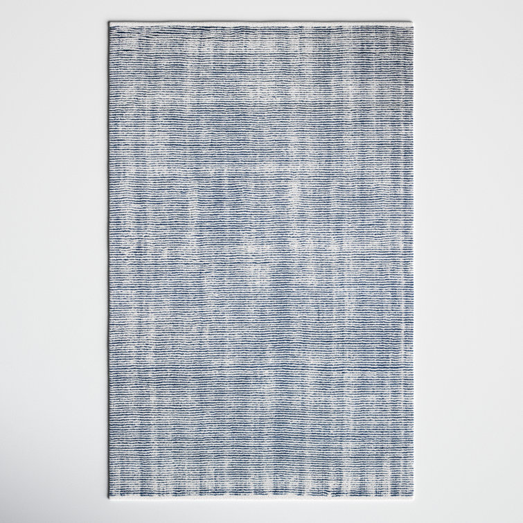 Plainsfield Striped Hand-Loomed Wool Ivory/Navy Area Rug