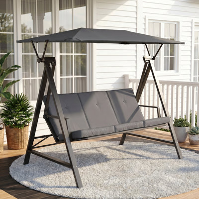 Adah 3-Seat Outdoor Porch Swing with Removable Cushions and Adjustable Canopy