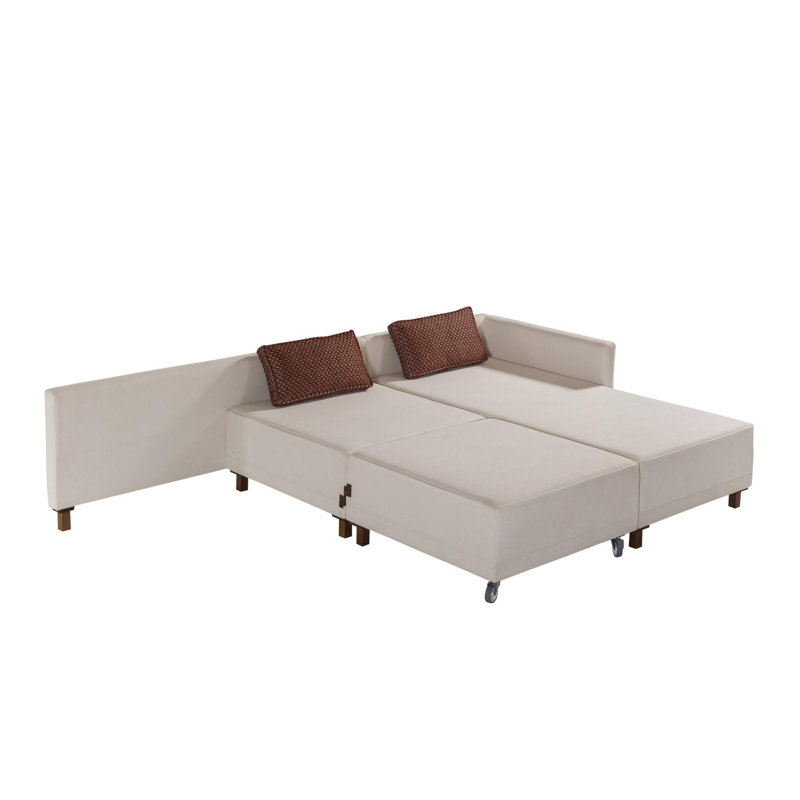 Canapé-lit d'angle, Accoudoir à droite (vu de face), Beige