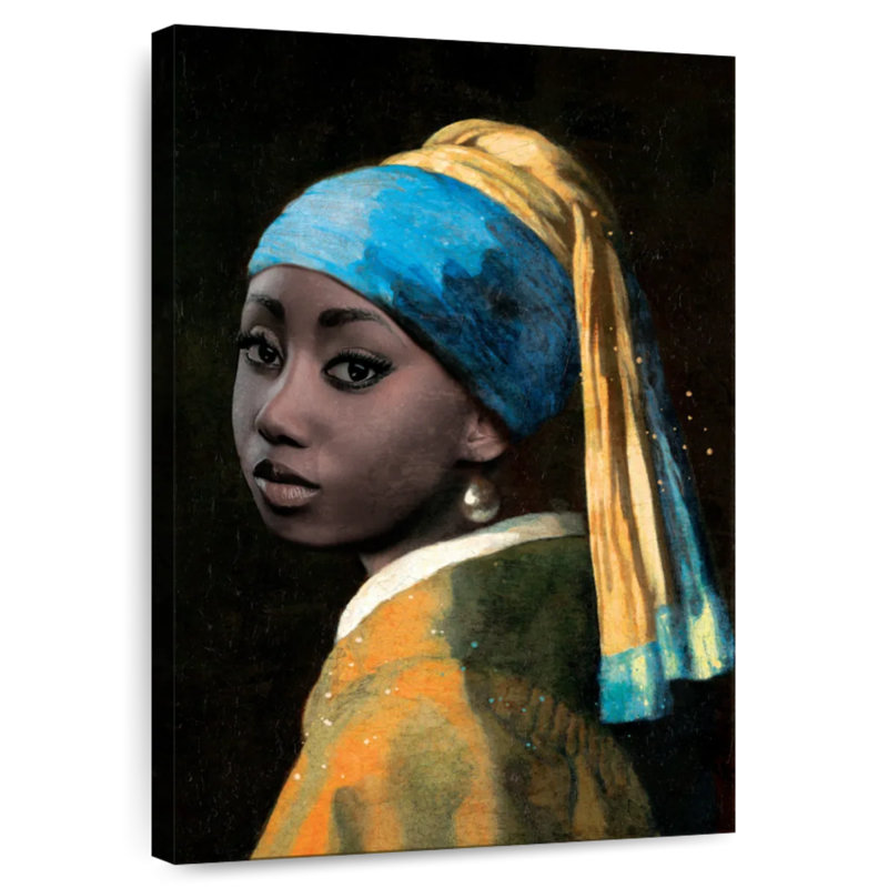 Leisha, la fille aux boucles d'oreilles d'inspiration afro-américaine, H 48 po x l 32 po