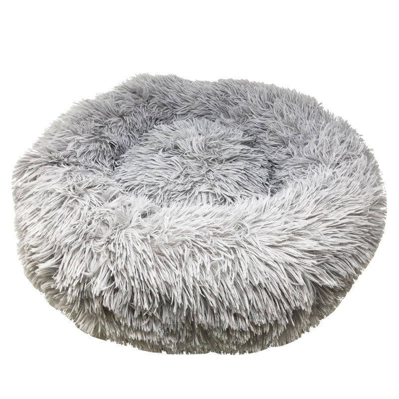Lit pour chien arrondi moelleux et moelleux de haute qualité Pet Life, H 6,69 po x l 26,4 po, Gris