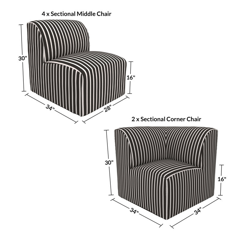 Canapé modulaire d'extérieur en Sunbrella Eliana Essie de 124 po