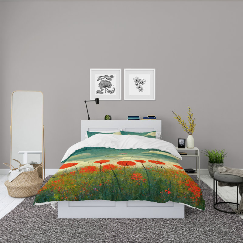 Floral Duvet Cover, King Duvet Cover + 2 King Shams