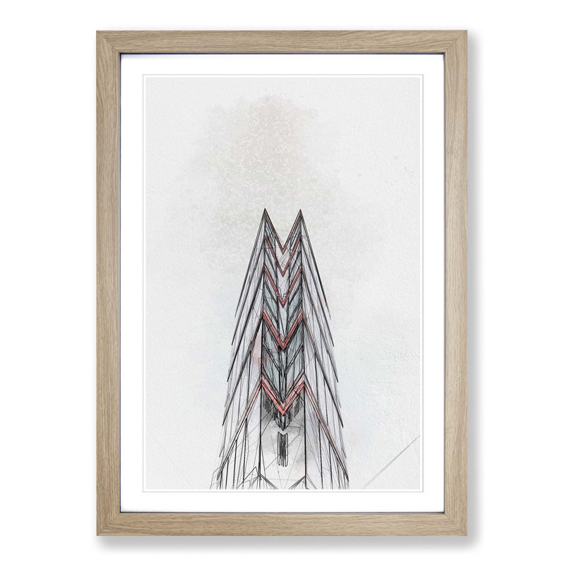 Sketching the Architecture Vol.47 - Picture Frame Drawing Print, 48cm H x 36cm W x 2cm D, Oak Framed