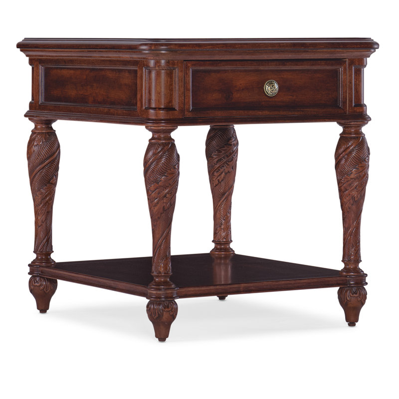 Charleston Brown Cherry Veneer Rectangular End Table with Storage