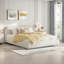 Lit rembourré moderne avec tête de lit confortable, conception encastrée et pieds en bois-802107816