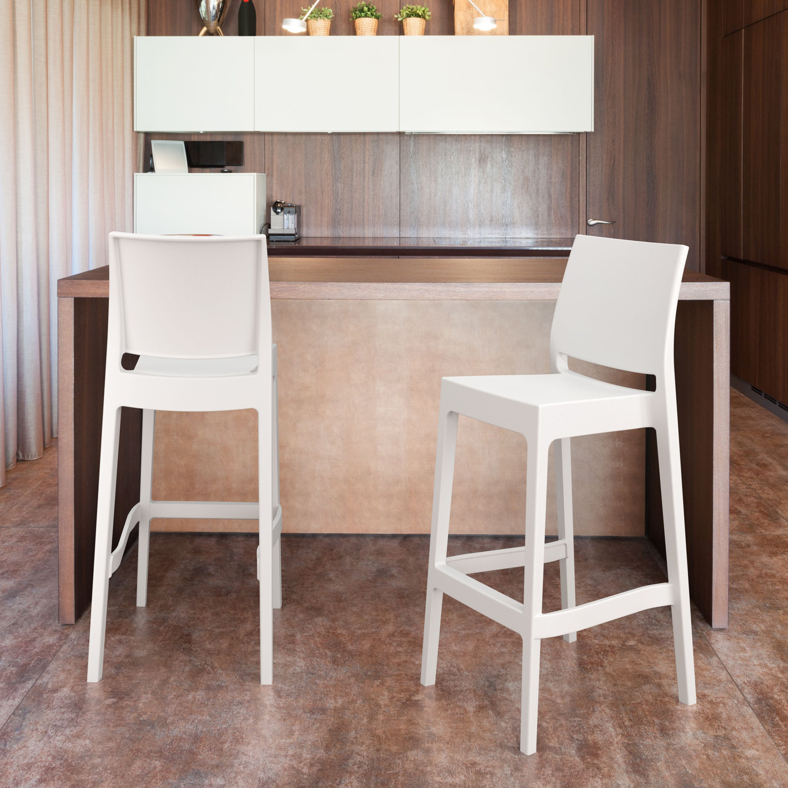 Adrienne Outdoor Bar Stool, White, 29.5"