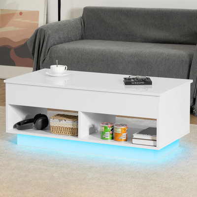 Kheira Lift Top Coffee Table with RGB LED Light Strip by Wrought Studio