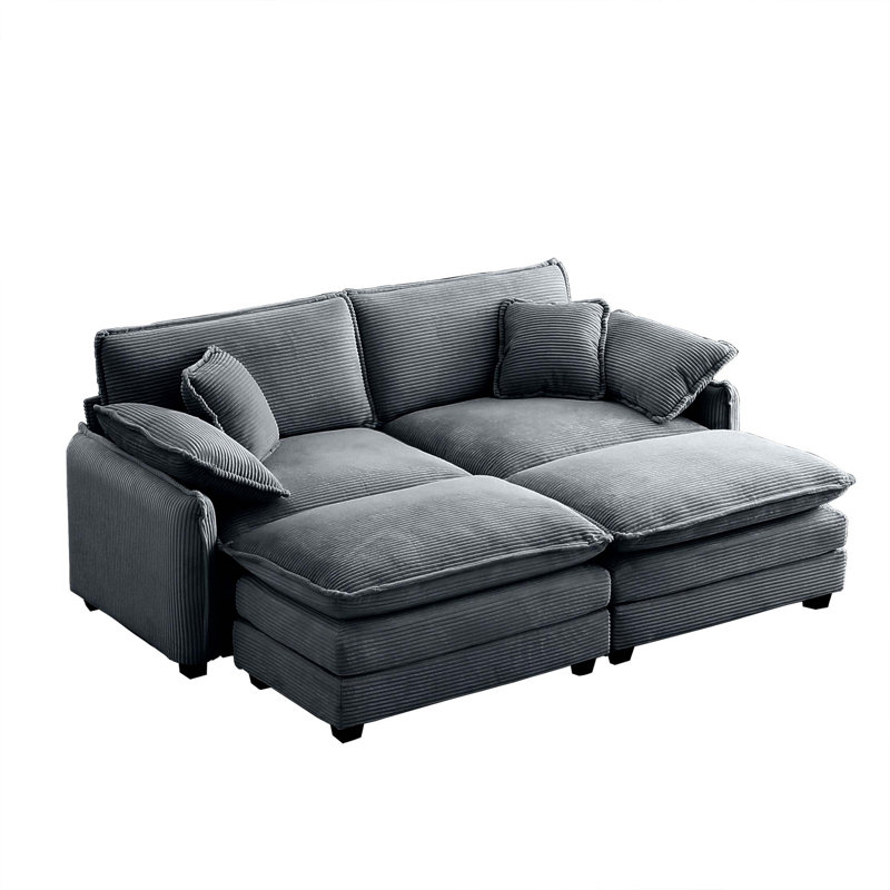 Canapé de cinéma deux places avec repose-pieds, Gris